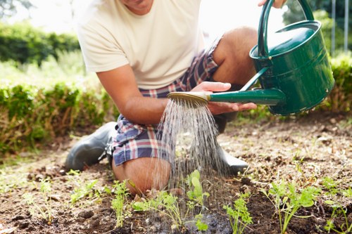 Hard landscaping elements in Ham including paving and garden borders